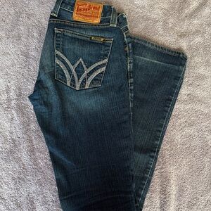 Lucky Brand Dark Blue Denim Jeans with Embroidered Pockets